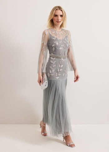 Phase Eight Trish Beaded Dress Grey Australia | WH7249358